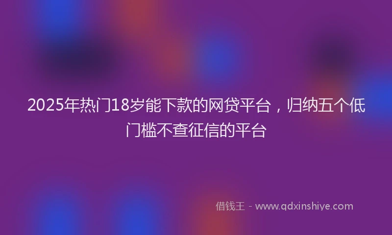 2025年热门18岁能下款的网贷平台，归纳五个低门槛不查征信的平台