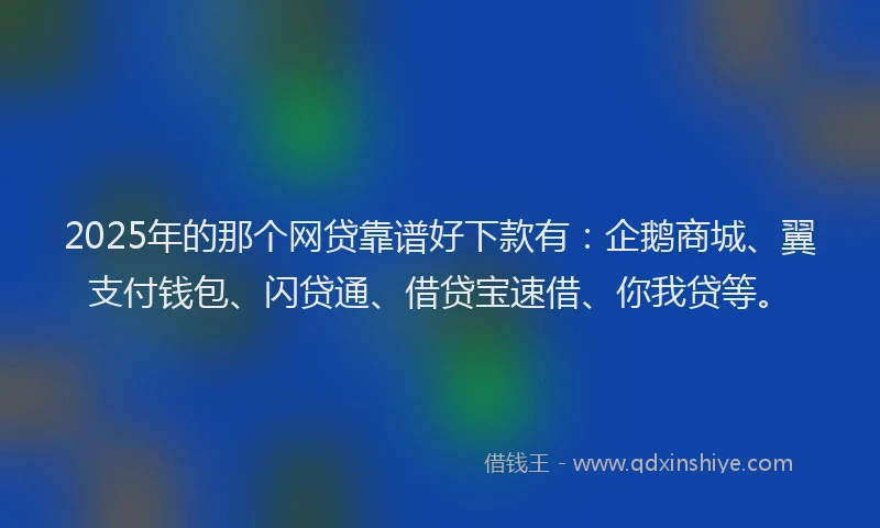 2025年的那个网贷靠谱好下款有：企鹅商城、翼支付钱包、闪贷通、借贷宝速借、你我贷等。