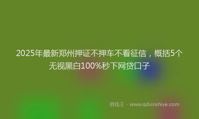 2025年最新郑州押证不押车不看征信，概括5个无视黑白100%秒下网贷口子