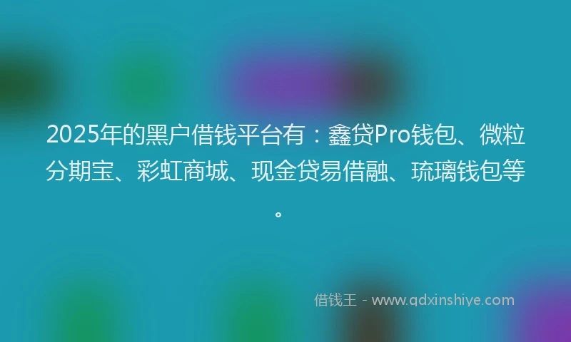 2025年的黑户借钱平台有：鑫贷Pro钱包、微粒分期宝、彩虹商城、现金贷易借融、琉璃钱包等。