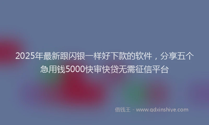 2025年最新跟闪银一样好下款的软件，分享五个急用钱5000快审快贷无需征信平台