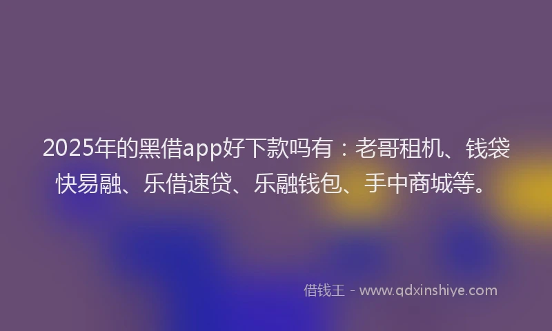 2025年的黑借app好下款吗有：老哥租机、钱袋快易融、乐借速贷、乐融钱包、手中商城等。