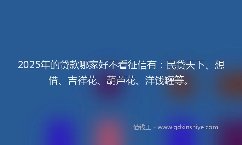 2025年的贷款哪家好不看征信有：民贷天下、想借、吉祥花、葫芦花、洋钱罐等。