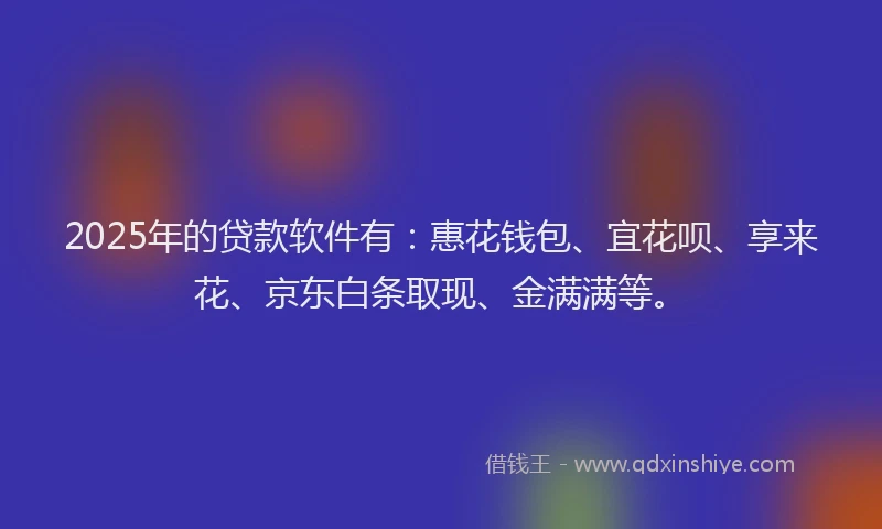 2025年的贷款软件有：惠花钱包、宜花呗、享来花、京东白条取现、金满满等。