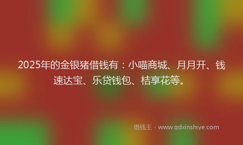 2025年的金银猪借钱有：小喵商城、月月开、钱速达宝、乐贷钱包、桔享花等。