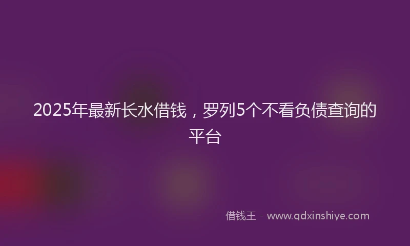 2025年最新长水借钱，罗列5个不看负债查询的平台