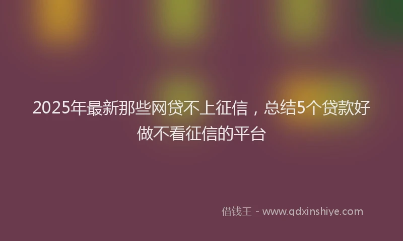 2025年最新那些网贷不上征信，总结5个贷款好做不看征信的平台