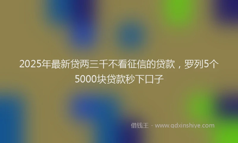 2025年最新贷两三千不看征信的贷款，罗列5个5000块贷款秒下口子