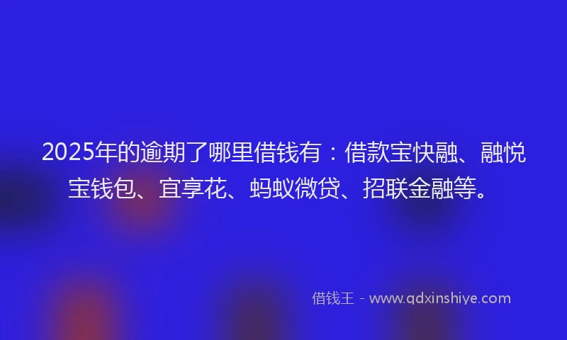 2025年的逾期了哪里借钱有：借款宝快融、融悦宝钱包、宜享花、蚂蚁微贷、招联金融等。