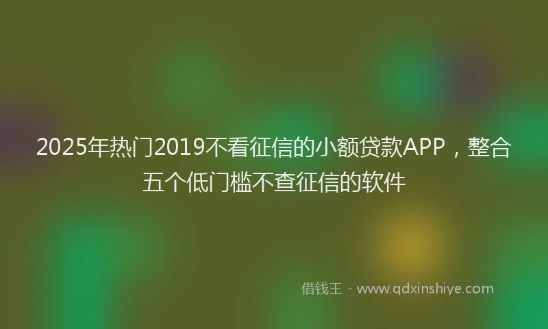 2025年热门2019不看征信的小额贷款APP，整合五个低门槛不查征信的软件