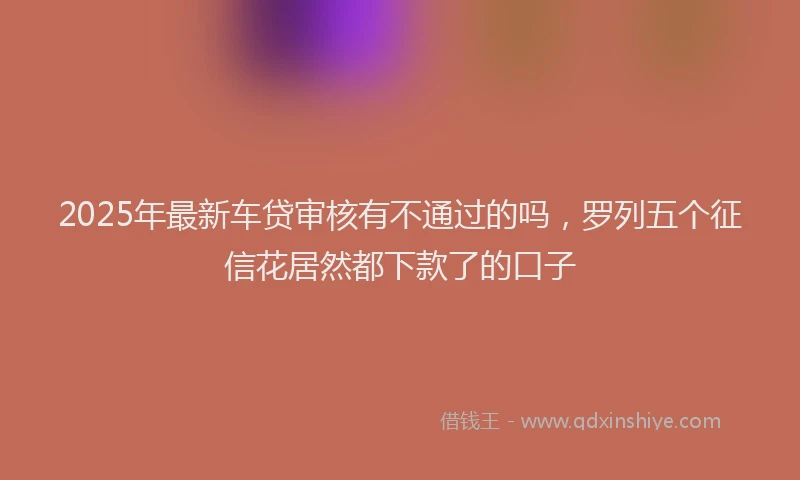 2025年最新车贷审核有不通过的吗，罗列五个征信花居然都下款了的口子