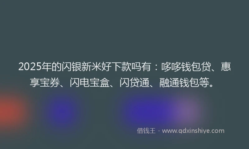 2025年的闪银新米好下款吗有：哆哆钱包贷、惠享宝券、闪电宝盒、闪贷通、融通钱包等。
