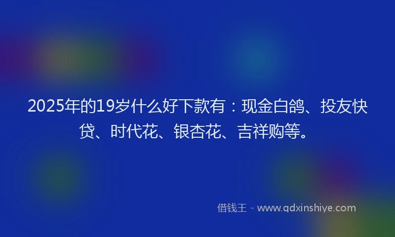 2025年的19岁什么好下款有：现金白鸽、投友快贷、时代花、银杏花、吉祥购等。