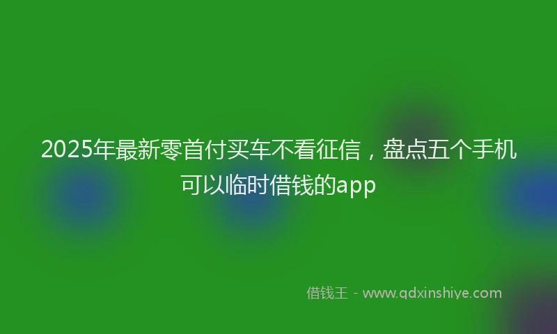 2025年最新零首付买车不看征信，盘点五个手机可以临时借钱的app