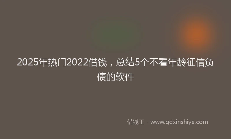 2025年热门2022借钱，总结5个不看年龄征信负债的软件
