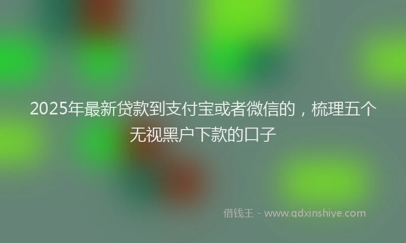 2025年最新贷款到支付宝或者微信的，梳理五个无视黑户下款的口子