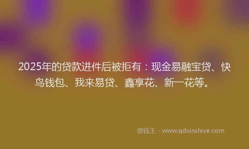 2025年的贷款进件后被拒有：现金易融宝贷、快鸟钱包、我来易贷、鑫享花、新一花等。