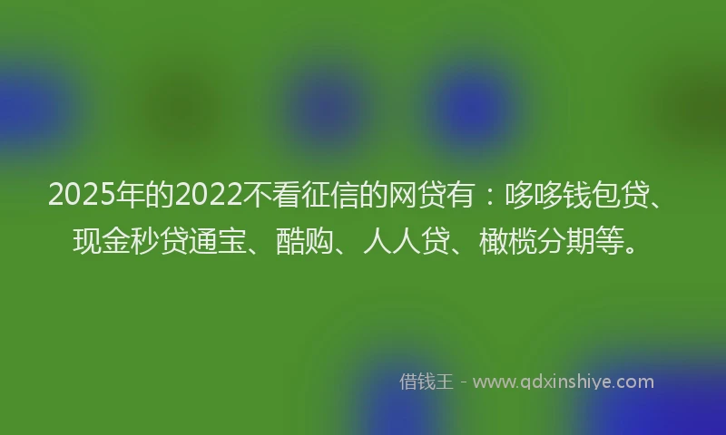 2025年的2022不看征信的网贷有：哆哆钱包贷、现金秒贷通宝、酷购、人人贷、橄榄分期等。