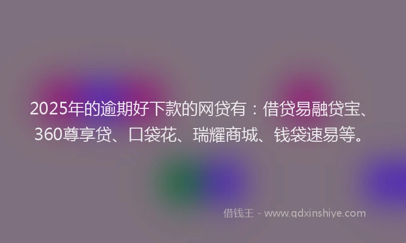 2025年的逾期好下款的网贷有：借贷易融贷宝、360尊享贷、口袋花、瑞耀商城、钱袋速易等。