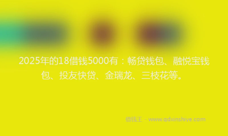 2025年的18借钱5000有：畅贷钱包、融悦宝钱包、投友快贷、金瑞龙、三枝花等。