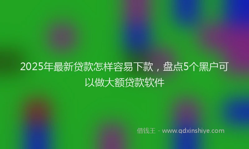 2025年最新贷款怎样容易下款，盘点5个黑户可以做大额贷款软件