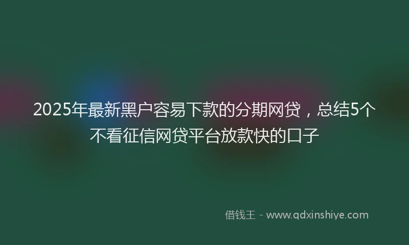 2025年最新黑户容易下款的分期网贷，总结5个不看征信网贷平台放款快的口子