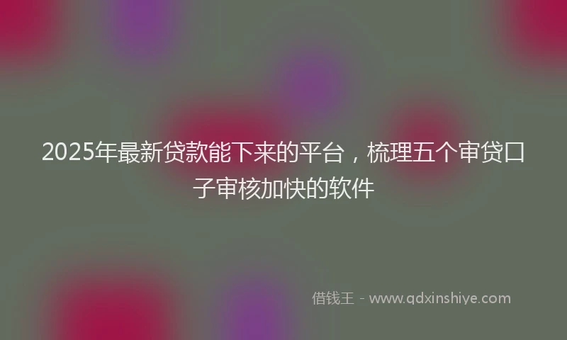 2025年最新贷款能下来的平台，梳理五个审贷口子审核加快的软件