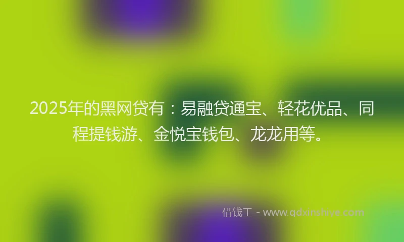 2025年的黑网贷有：易融贷通宝、轻花优品、同程提钱游、金悦宝钱包、龙龙用等。