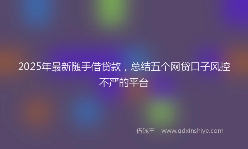 2025年最新随手借贷款，总结五个网贷口子风控不严的平台