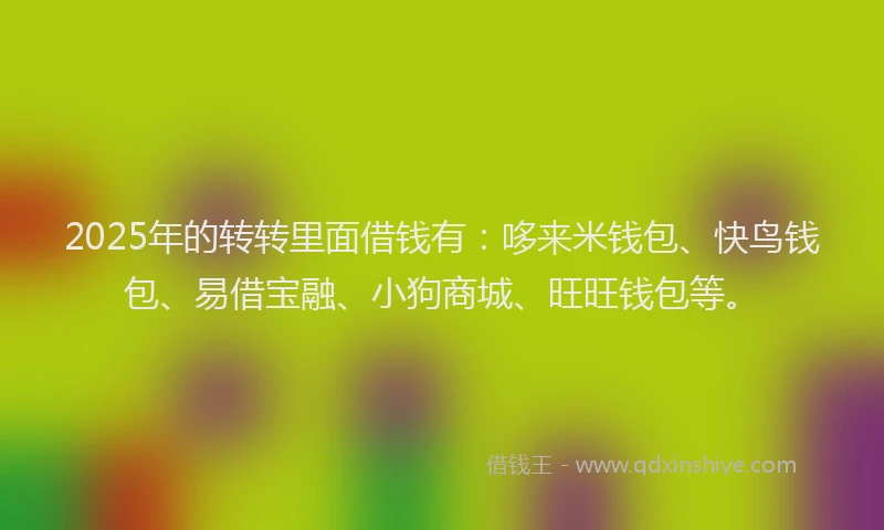 2025年的转转里面借钱有：哆来米钱包、快鸟钱包、易借宝融、小狗商城、旺旺钱包等。