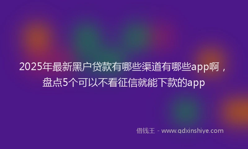 2025年最新黑户贷款有哪些渠道有哪些app啊，盘点5个可以不看征信就能下款的app