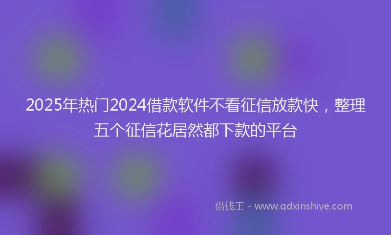 2025年热门2024借款软件不看征信放款快，整理五个征信花居然都下款的平台