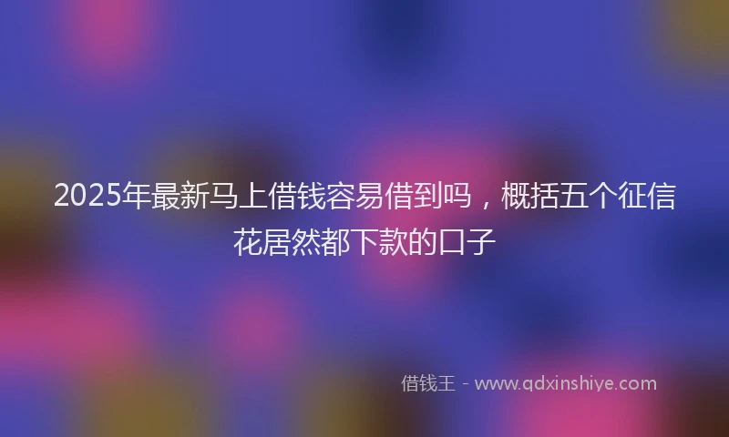 2025年最新马上借钱容易借到吗，概括五个征信花居然都下款的口子