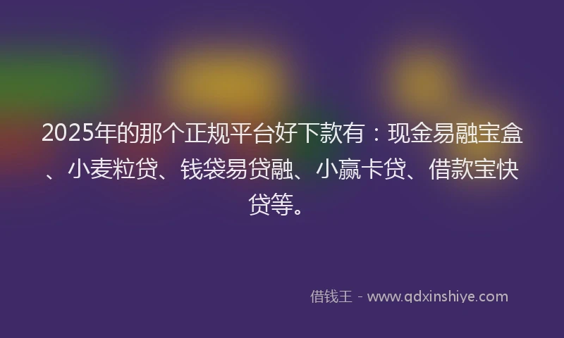 2025年的那个正规平台好下款有：现金易融宝盒、小麦粒贷、钱袋易贷融、小赢卡贷、借款宝快贷等。