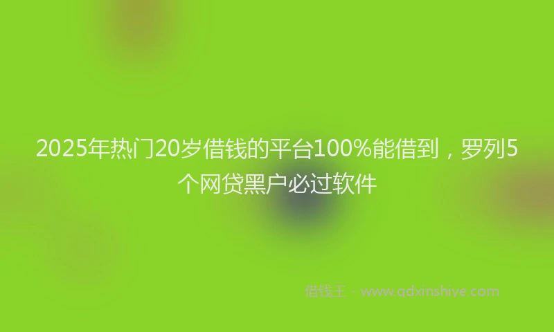 2025年热门20岁借钱的平台100%能借到，罗列5个网贷黑户必过软件