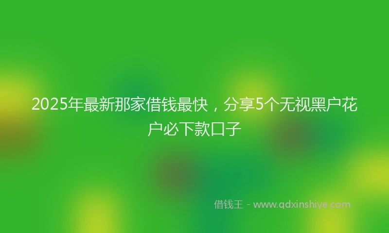 2025年最新那家借钱最快，分享5个无视黑户花户必下款口子