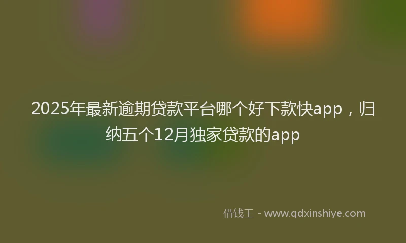 2025年最新逾期贷款平台哪个好下款快app，归纳五个12月独家贷款的app