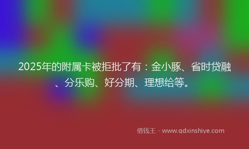 2025年的附属卡被拒批了有：金小豚、省时贷融、分乐购、好分期、理想给等。