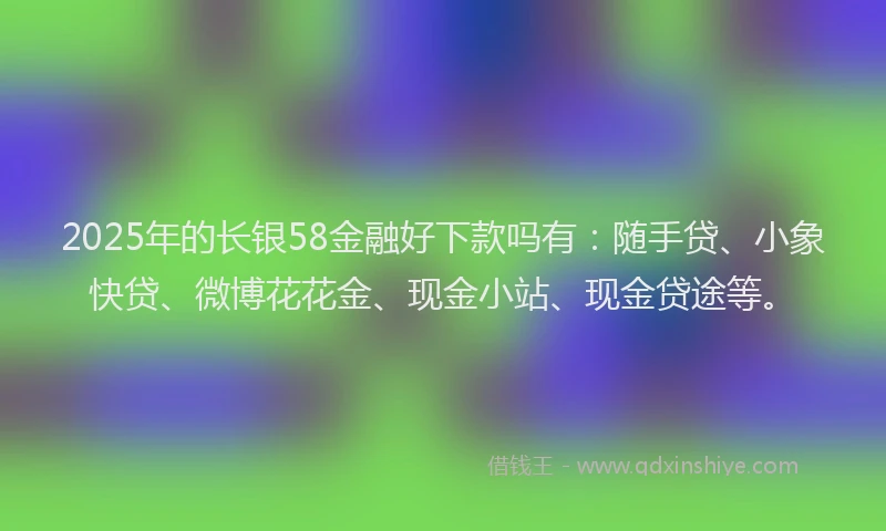 2025年的长银58金融好下款吗有：随手贷、小象快贷、微博花花金、现金小站、现金贷途等。