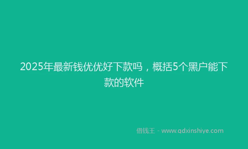 2025年最新钱优优好下款吗，概括5个黑户能下款的软件