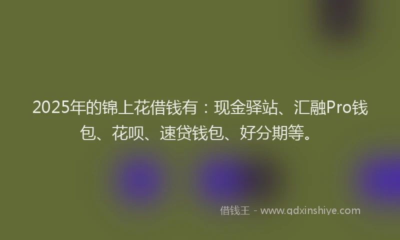 2025年的锦上花借钱有：现金驿站、汇融Pro钱包、花呗、速贷钱包、好分期等。