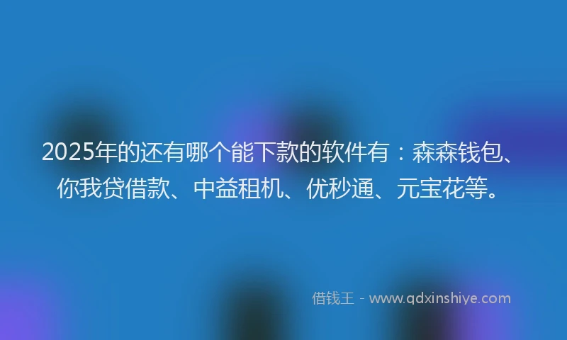 2025年的还有哪个能下款的软件有：森森钱包、你我贷借款、中益租机、优秒通、元宝花等。