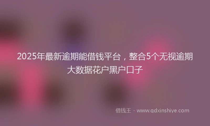 2025年最新逾期能借钱平台，整合5个无视逾期大数据花户黑户口子