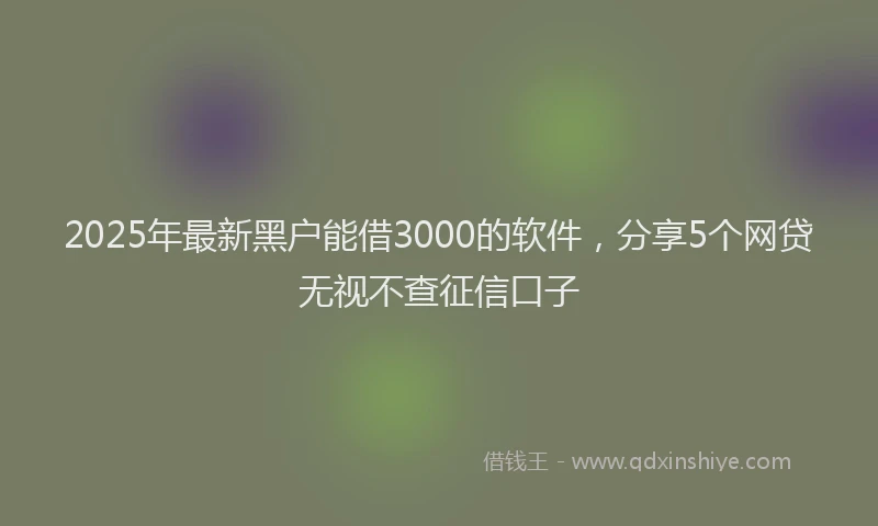 2025年最新黑户能借3000的软件，分享5个网贷无视不查征信口子