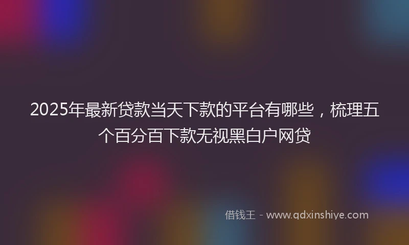 2025年最新贷款当天下款的平台有哪些，梳理五个百分百下款无视黑白户网贷