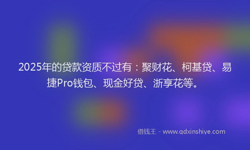 2025年的贷款资质不过有：聚财花、柯基贷、易捷Pro钱包、现金好贷、浙享花等。