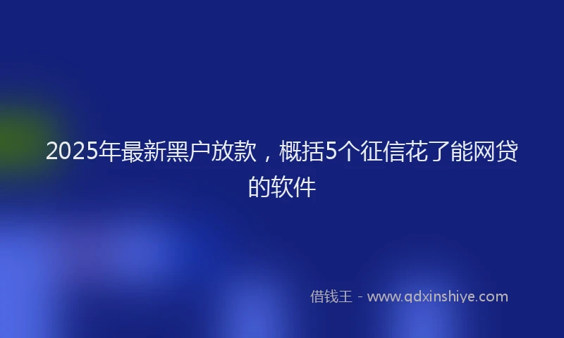 2025年最新黑户放款，概括5个征信花了能网贷的软件