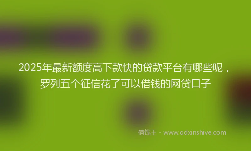 2025年最新额度高下款快的贷款平台有哪些呢，罗列五个征信花了可以借钱的网贷口子