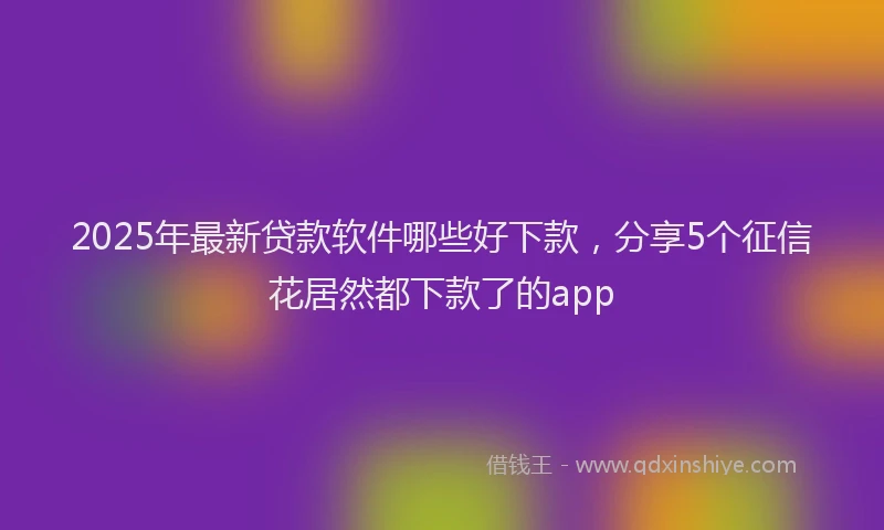 2025年最新贷款软件哪些好下款，分享5个征信花居然都下款了的app
