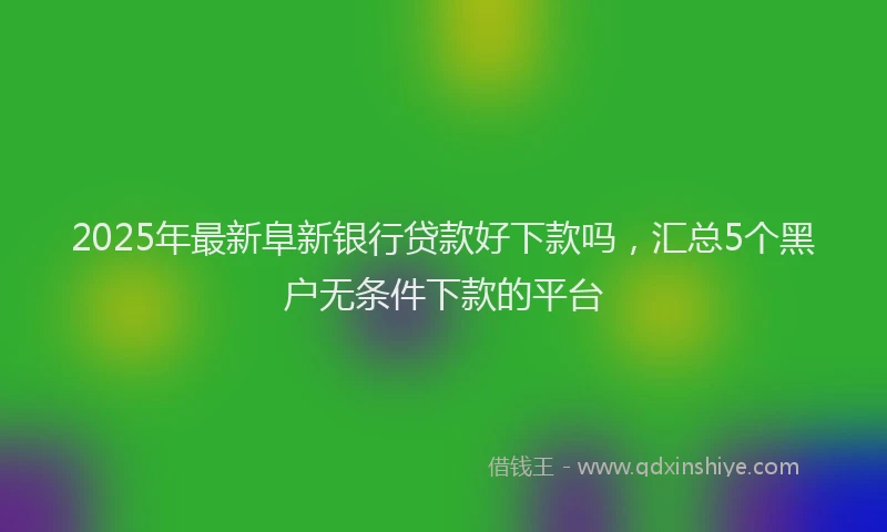 2025年最新阜新银行贷款好下款吗，汇总5个黑户无条件下款的平台